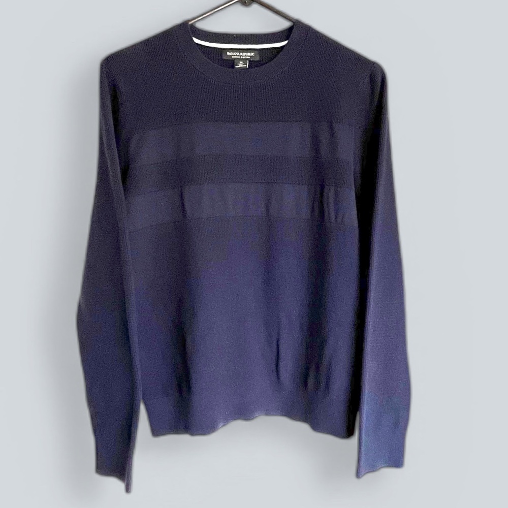Banana Republic MENS Navy Milano Stitch Cotton Crewneck Sweater Size M